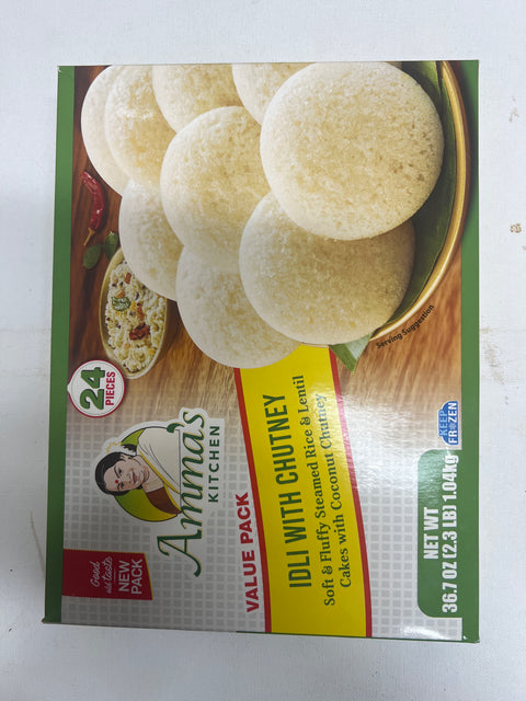 Amma's Kitchen Idli Value Pack w/ Chutney (Frozen - Value Pack of 24)- NEW