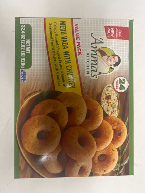Amma's Kitchen Medu Vada / Uzunnu Vada (Frozen - Value Pack of 24)-NEW