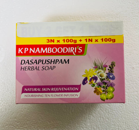 KPN Dasapushpam Herbal Soap - 4 Soaps 100 g Each (Promotional Price 4 Soaps At The price Of 3)