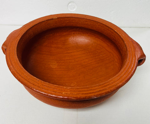 Premium Indian Clay Curry Pot wiith Handle / Red Manchatti (10")