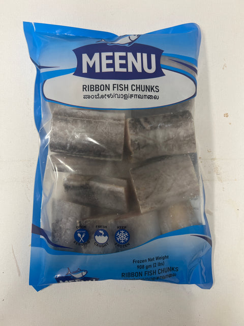 Meenu Ribbon Fish Chunks/ Vaala ,  Cleaned & Pan Ready (Frozen Fish - 2 lb)