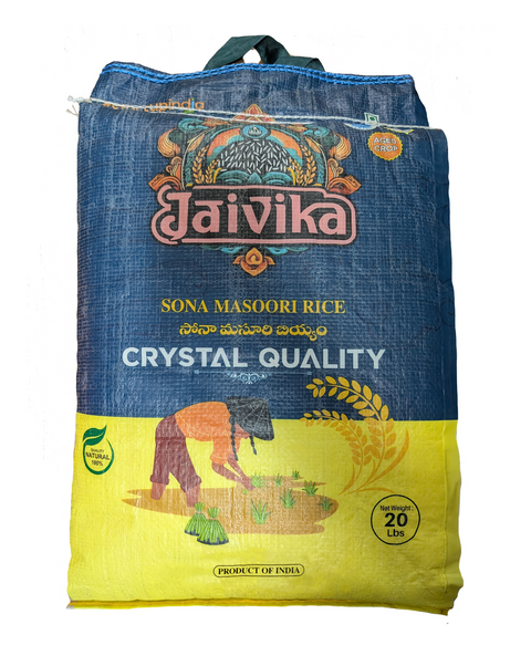 Jaivika Crystal Sona Masoori Rice – 20 lb [PICKUP ONLY]