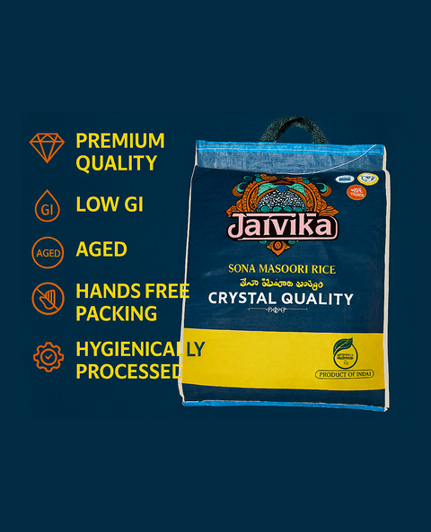 Jaivika Crystal Sona Masoori Rice – 20 lb [PICKUP ONLY]