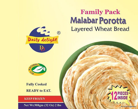 Daily Delight Malabar Porotta Family Pack (Frozen Bread - 12 Pieces)